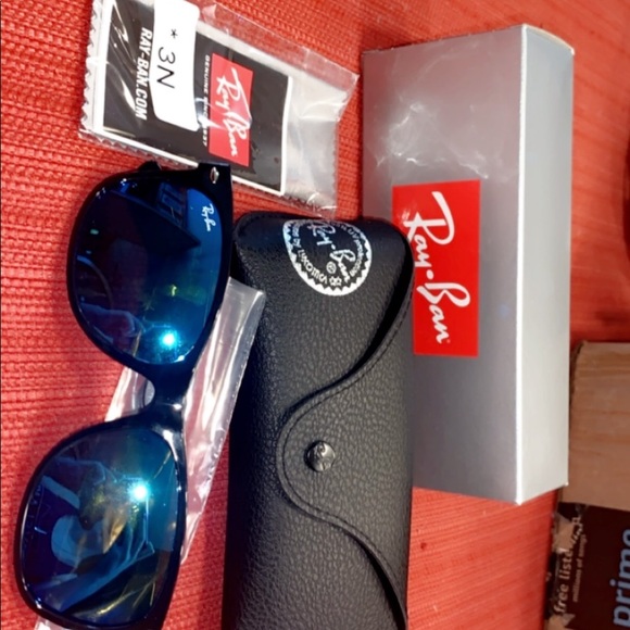 Authentic custom ray bans with blue lens